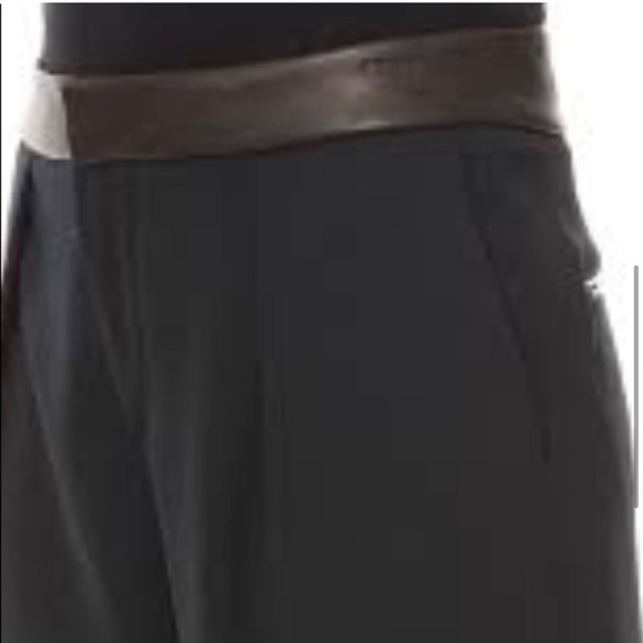 Rag & Bone Mo Genuine Leather Waistband Work Crape Dress Pants Trousers Black 2 - Picture 4 of 16